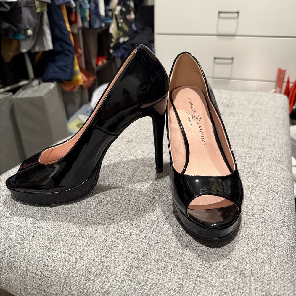 Chinese Laundry Black Peep Toe Heels
